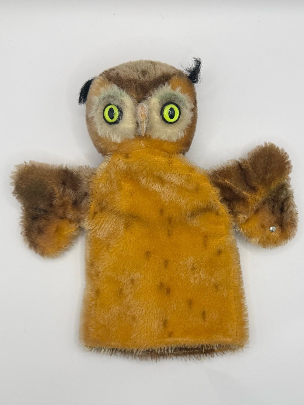Vintage 1950s STEIFF Wittie Owl Hand Puppet Mohair 8.5” Collectible